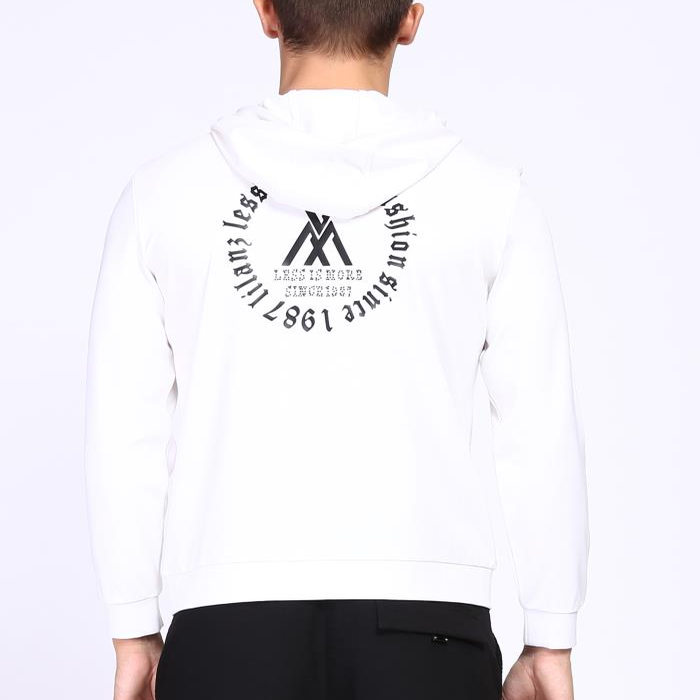 Q8CTX0071 0022S 男装春秋新款商务时尚潮流连帽白色卫衣长袖T恤 - 图3