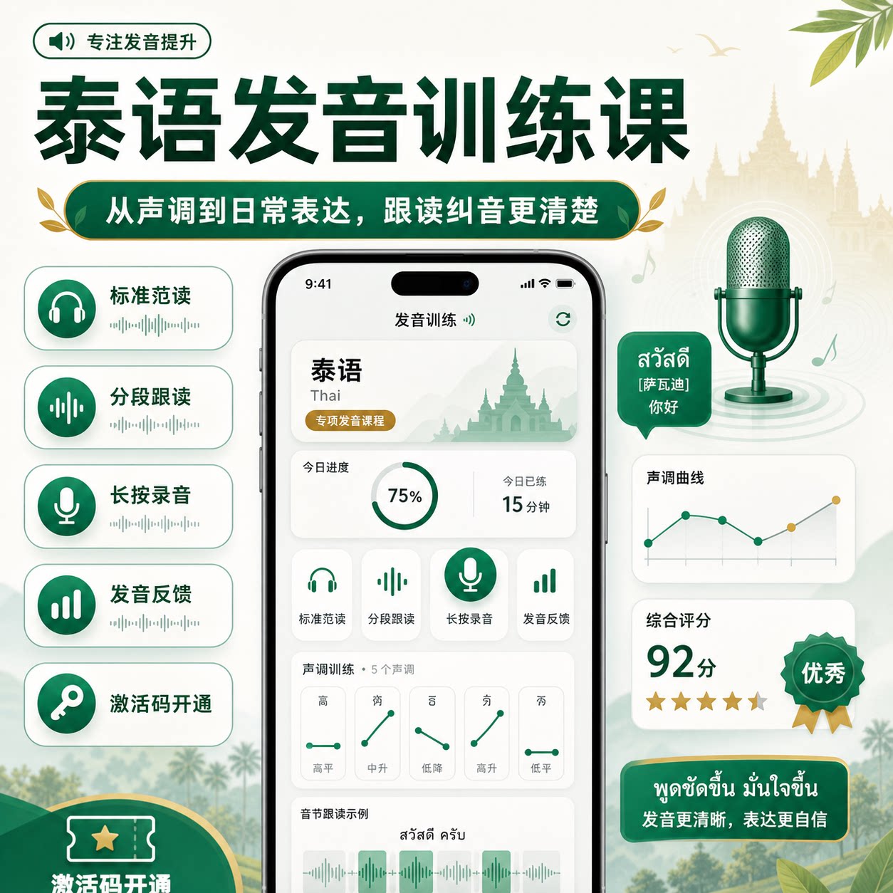 泰语自学零基础教程视频 基础发音初级/高级全套网课旅游生活留学