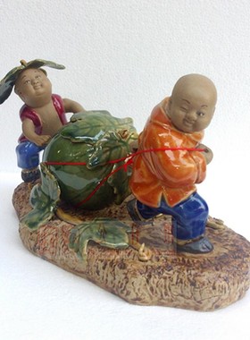 中式摆件童趣大丰收拉西瓜