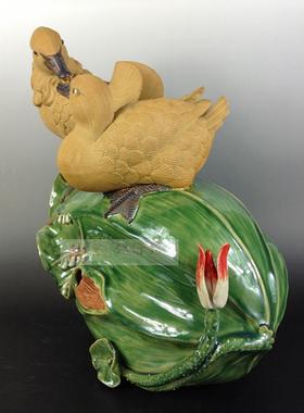 动物摆件恩爱鸳鸯高站荷莲