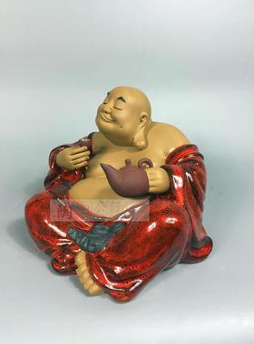 客厅酒柜招财摆件品茶大肚佛红