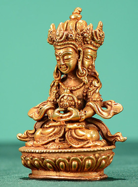 桌面铜像摆件尼泊尔手工鎏金