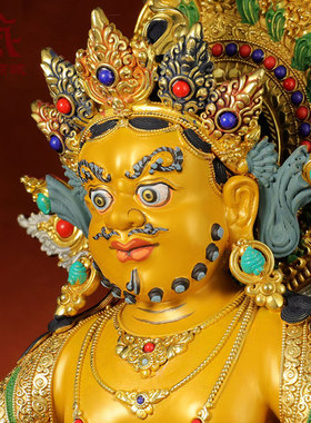 彩绘黄财神铜像桌面摆件