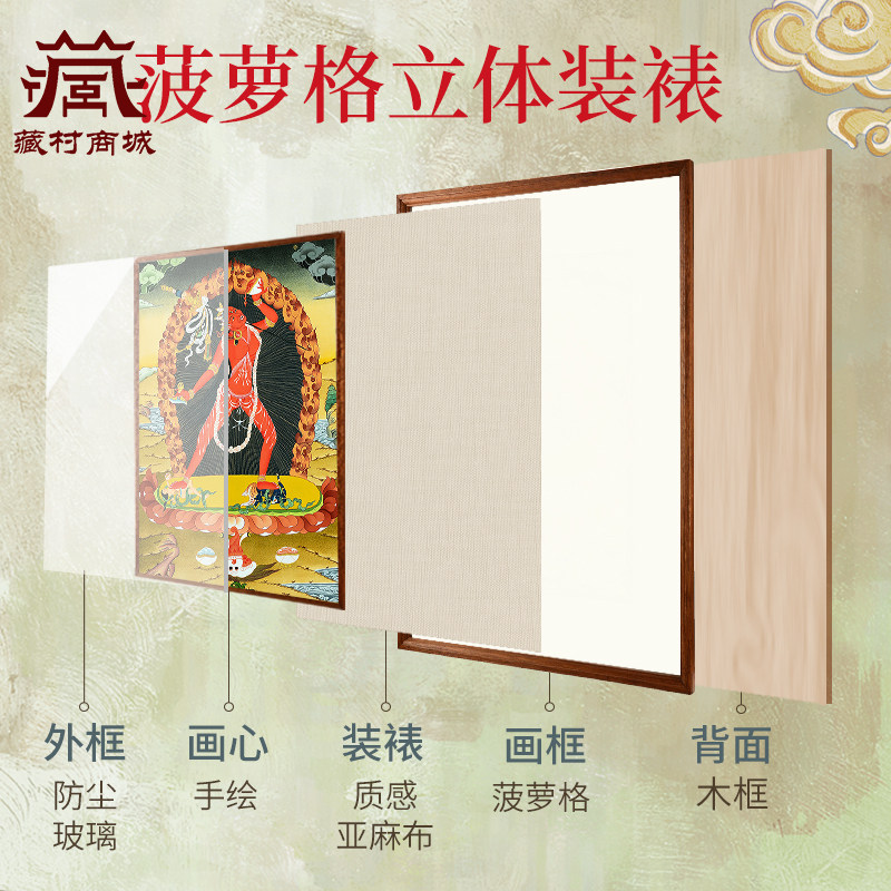 藏村矿物颜料画心金刚瑜伽母手绘唐卡尼泊尔进口墙壁装饰挂画像