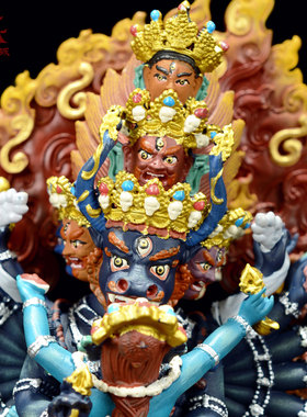 彩绘大威德金刚装饰摆件