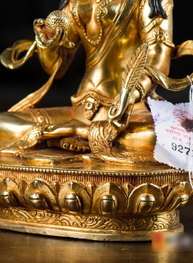尼泊尔手工7寸全鎏金铜像