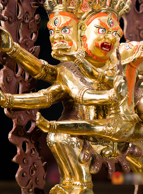 铜半鎏金铜像桌面摆件