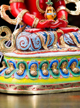 尼泊尔10寸铜鎏金矿物颜料摆件