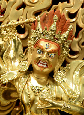 全鎏金吉祥天母铜像摆件