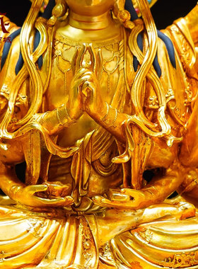 全鎏金准提佛母铜像摆件