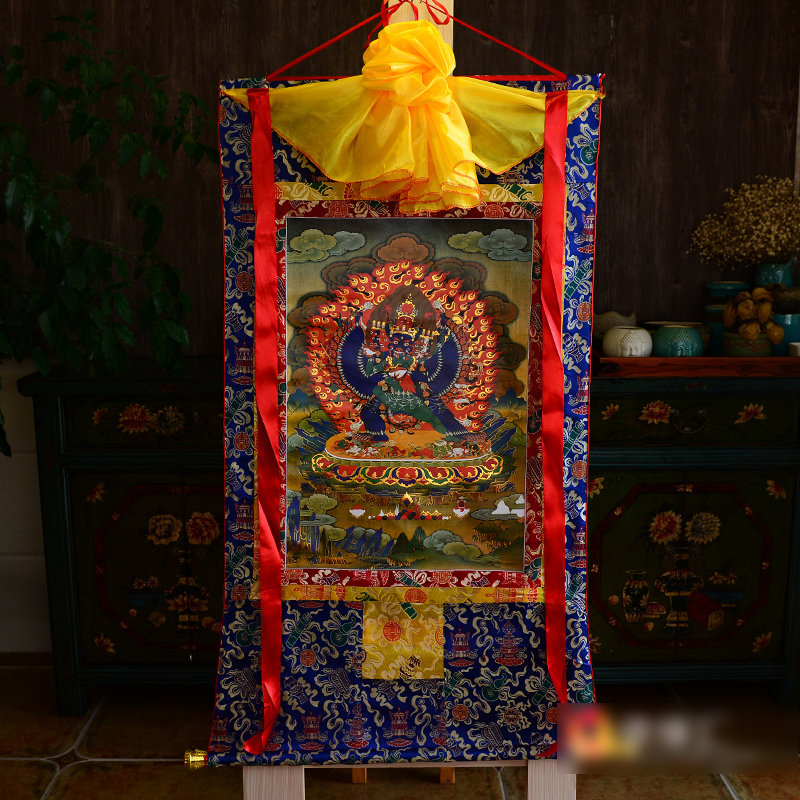 西藏唐卡手工双层装裱粗布画心大威德金刚唐卡铜像长2米-图0
