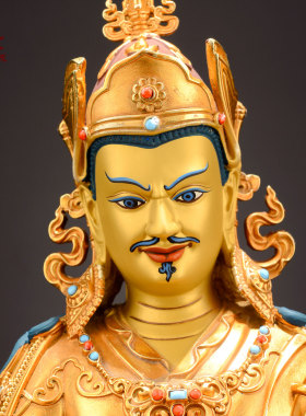 全鎏金莲花生大士铜像摆件