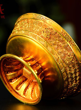 全鎏金八吉祥雕花供水杯摆件