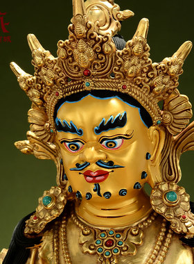 藏村全鎏金《黄财神》精工铜雕室内家用《五姓财神》桌面铜像15寸