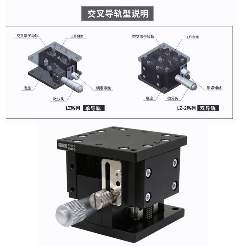 Z轴手动升降台光学精密位移微调滑台LZ40/60/90/80/125-2升降平台-图1