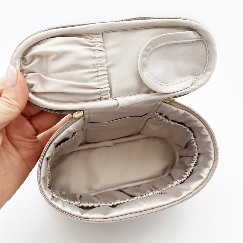 petit trouver 咖啡豆花手提小化妆包 迷你小桶包 半圆梯形杂物包 - 图0