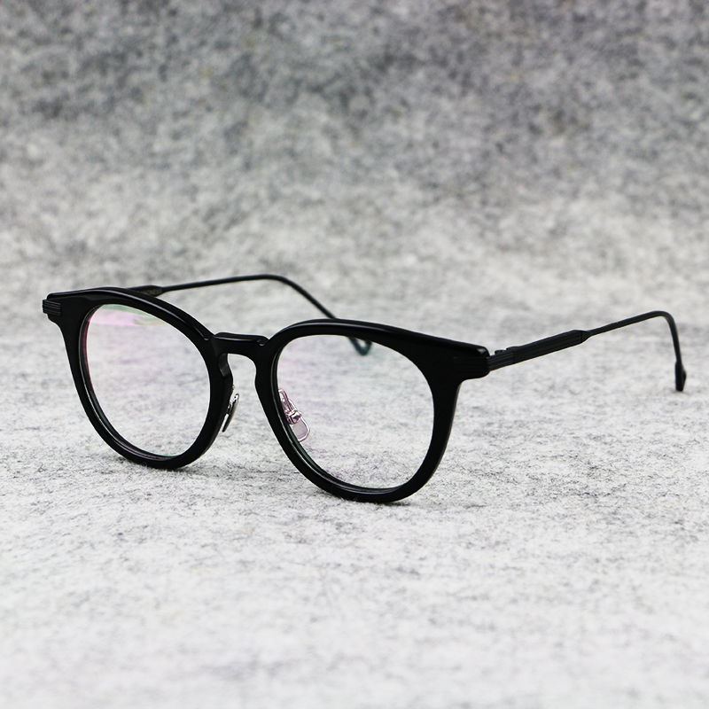 余文乐同款眼镜框复古男光学纯钛板材眼镜架带墨镜夹片潮siegel-图0