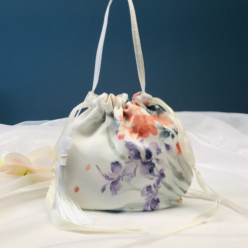 2026闪光欧根纱印花汉服包包 古风中国国风水墨画水桶抽绳包布包Z,淘宝优惠券,粉丝福利购,淘宝优惠卷