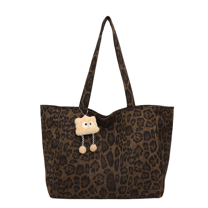 韩国ins小众慵懒风豹纹单肩包女学生通勤豹纹大容量托特包购物袋T,淘宝优惠券,粉丝福利购,淘宝优惠卷