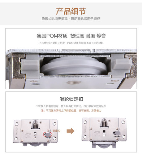 图特309推拉门滑轮带阻尼缓冲橱柜移门配件 木门衣柜趟门轮热卖 - 图1