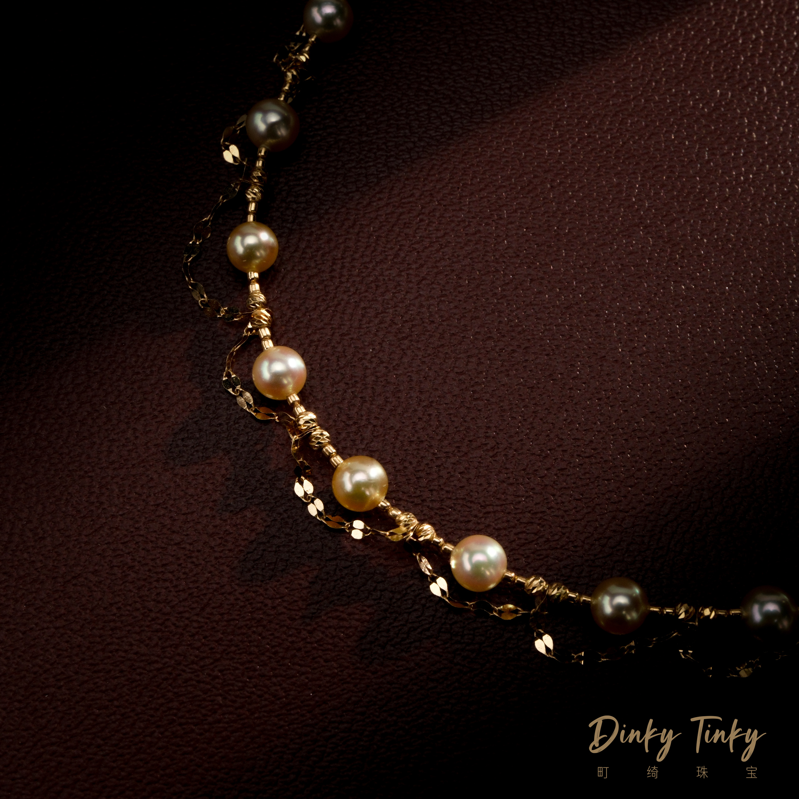 【TINKY】18k海水akoya3-4瓦片缠绕项链 DSL916 - 图1