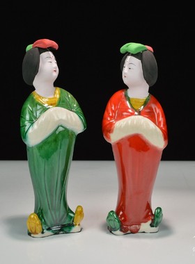 手绘唐三彩陶俑釉烧摆件