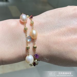 香港周生生Marco Bicego系列18K黄金彩色宝石珍珠手链66670B