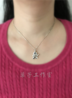 可爱贝克鸭925纯银项链毛衣链