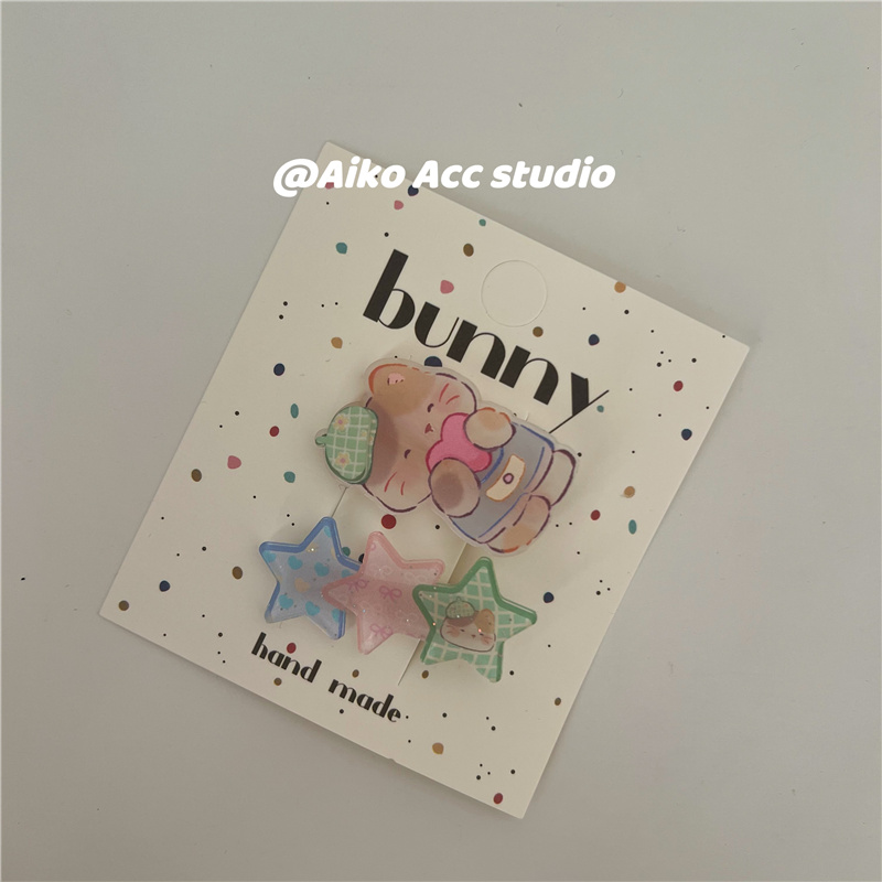 AIKO ACC韩国新款儿童可爱萌兔小熊小狗星星发夹刘海夹 - 图2