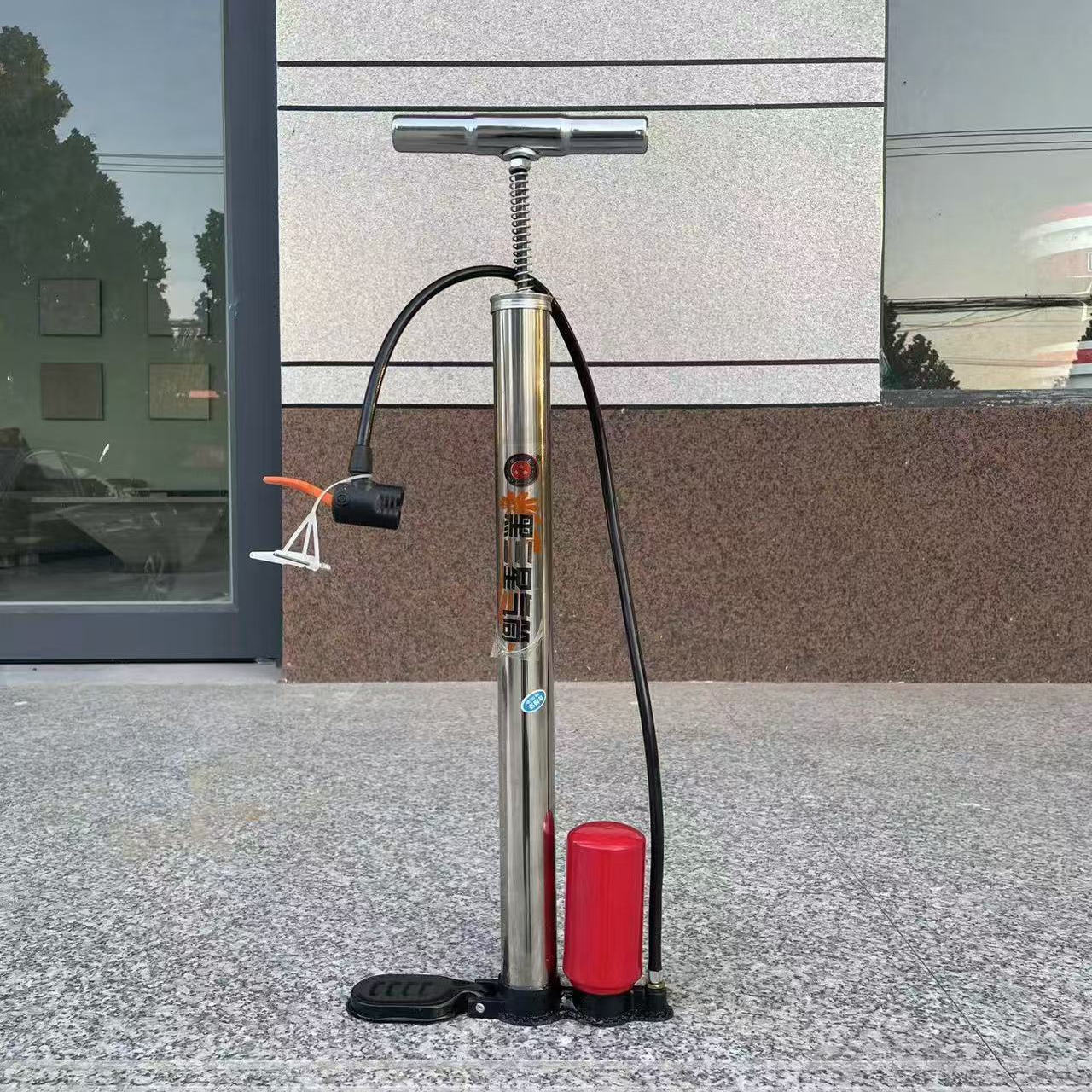 全金属大高压包打气筒牛皮碗带压力表铸铁底座自行车电动车轮胎 - 图2