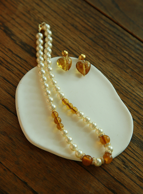 水晶珍珠琉璃女原创设计项链