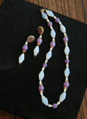 捷克珠女轻奢项链法式复古