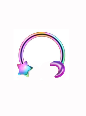 gatte欧美跨境个性朋克欧美鼻环Nose ring星星月亮马蹄环穿刺鼻环
