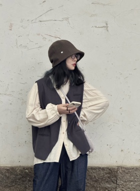 Seem冒似「松茶」复古渔夫帽文艺女秋冬百搭马术帽可翻边休闲帽子