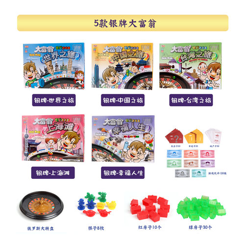正版大富翁游戏棋银版世界之旅超大号儿童成人豪华版强手棋桌游 - 图0
