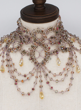 多层流苏项链卿手作水晶唐顿庄园