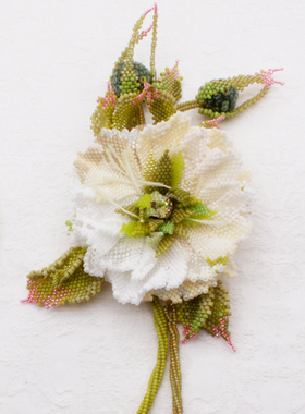 轻奢之选米珠大丽花项链胸花两用原创手工饰品复古优雅绽放之美