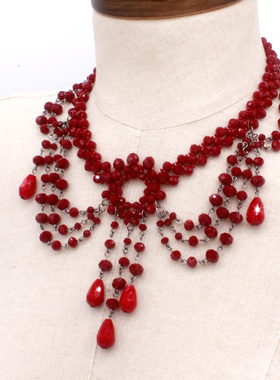 流苏款颈链卿手作水晶女锁骨链