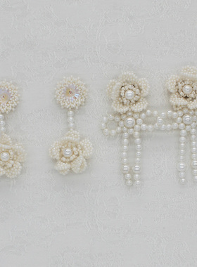 原创手工米珠包钻颈链发带贝珠蝴蝶结洛丽塔洛洛克风格拍照礼服