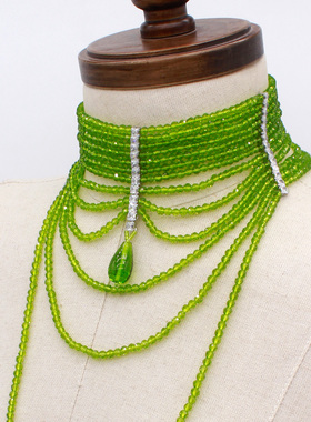 海盗爷秀场同款多层流苏水晶项链