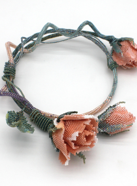 卿手作米珠项链玫瑰花手工