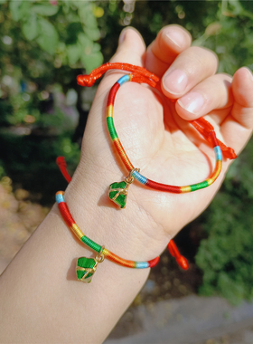 端午手工彩虹编织手链极简风