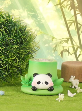 花花熊猫盲盒摆件原创解压公仔花