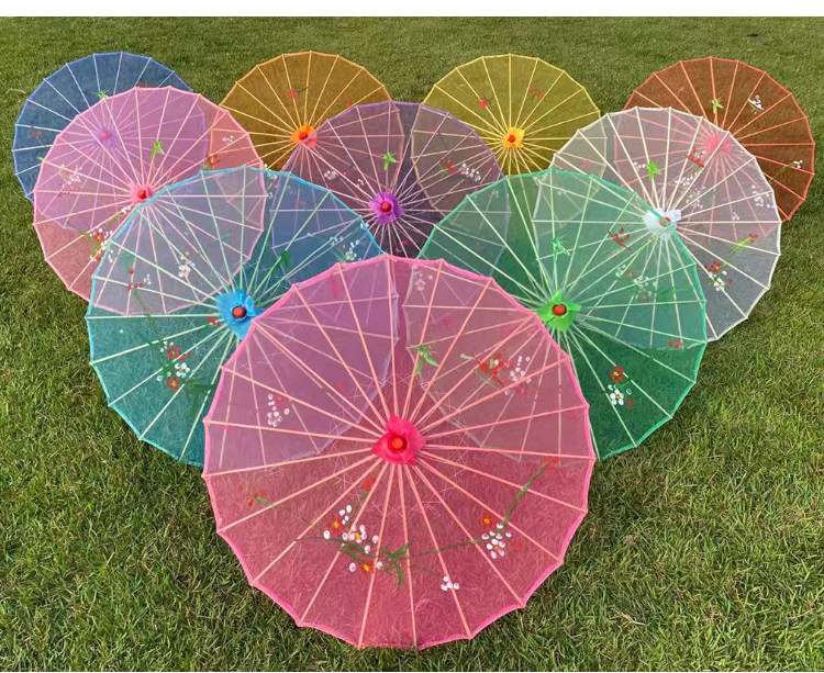 包邮舞蹈伞演出道具伞舞台吊顶伞江南古典伞娟纱透明伞旗袍走秀伞_虎窝淘