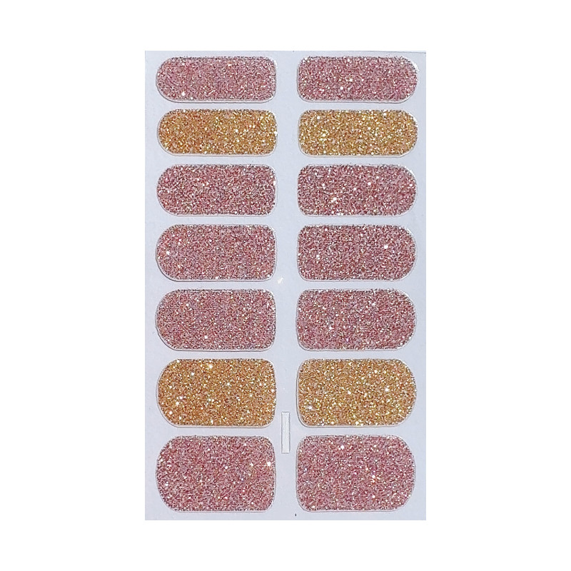 新款显白纯色闪粉免烤美甲贴纸花成人防水免烤凝胶指甲贴纸片全贴,淘宝优惠券,粉丝福利购,淘宝优惠卷