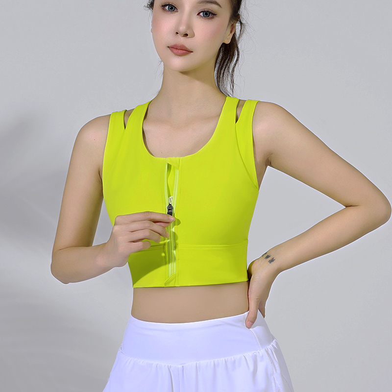 一体式防震运动内衣女前拉链大码高强度减震跑步健身瑜伽文胸背心 - 图2