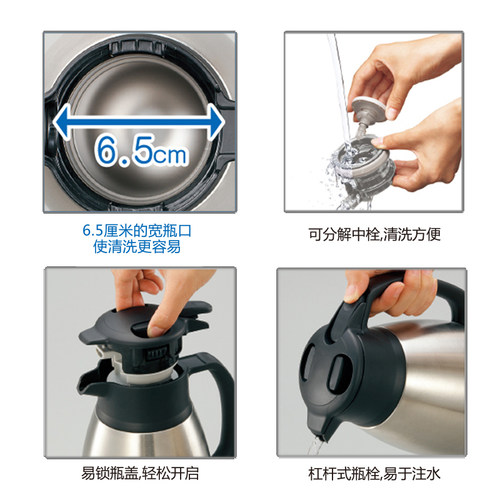 日本象印保温壶SH-HA19C/FE15C/HS/RA真空不锈钢家用热水壶保温瓶 - 图2