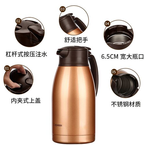 日本象印保温壶SH-HA19C/FE15C/HS/RA真空不锈钢家用热水壶保温瓶 - 图1