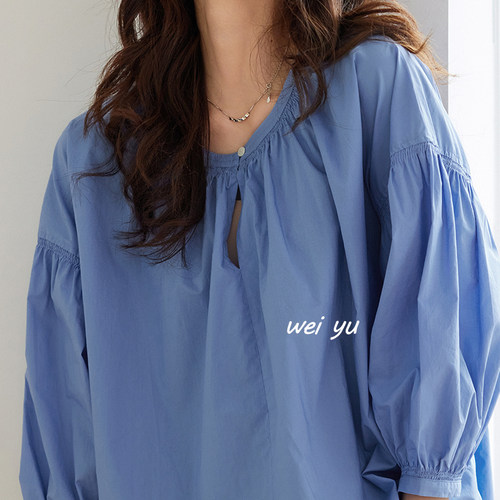 薇语大码女装韩版甜美T恤女2025夏新款纯色八分袖设计感上衣女 - 图0