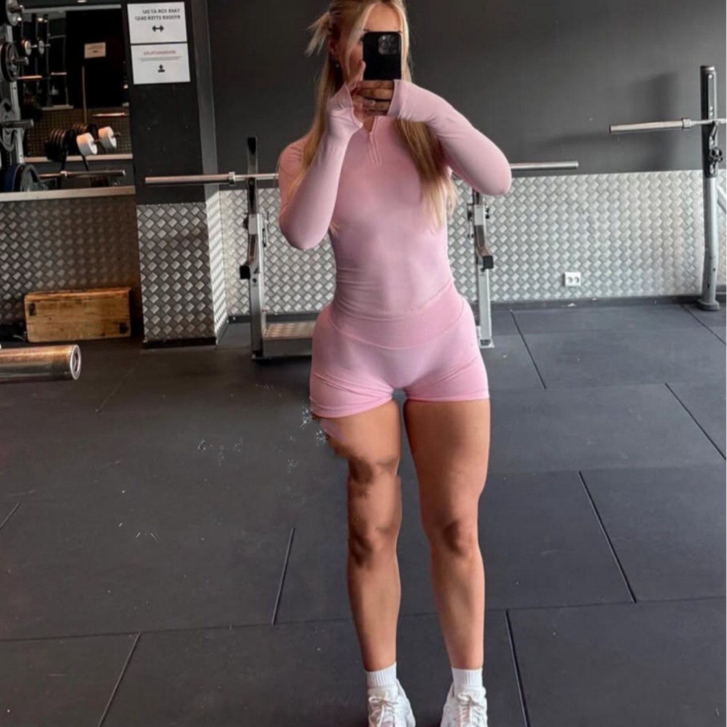 半拉链长袖DFY系列紧身运动长袖外套透气健身训练无缝瑜伽服秋冬 - 图1